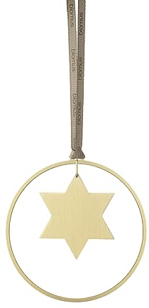 blomus Weihnachtsschmuck 4er Set KITAI | Sterne in Gold | Ø 8 cm | Weihnachtsbaum Deko aus Eisen | Christbaumschmuck mit 2 verschiedenen Satinbändern inkl. Geschenkbox