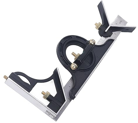Tissting Kombinationswinkel 300mm Metrisches Edelstahl Kombinations Winkel 0-180 Grad Verstellbare Winkelmesser Quadrat Set Schreinerwinkel