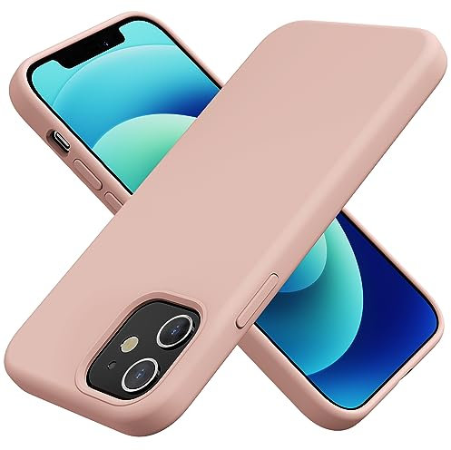 TAXXOE Silicone Case Compatible with iPhone 12 Case/12 pro case Soft Ultra Slim Protective Shockproof Liquid Silicone Phone Case,Anti-Scratch Microfiber Lining, 6.1 Pastel Pink