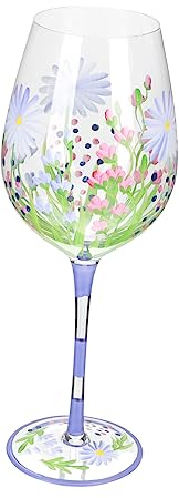 HOMSFOU Painted Flower Wine Glass Vintage Glassware Glass Flowers with Stems Wine Glasses Flutes Beer Glasses Flowers Decoration Painting Wine Glass French Cocktail Glass Bride