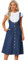 Allegra K Donna Abito Bretelle Abito Longuette In Denim Classico Con Scollo A U Con Bottoni Sul Davanti E Tasche Blu scuro S