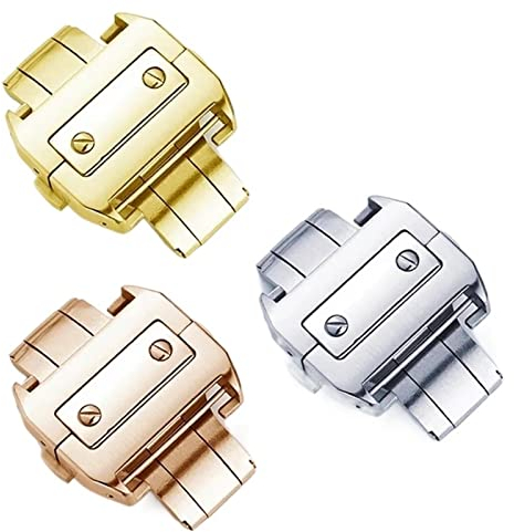 KAPPDE 18 x 21 mm massiver Edelstahl-Doppel-Klick-Verschluss für Cartier Santos Armband, Metallschnalle, Metall, gold, 21mm