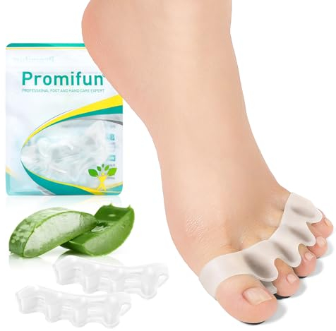 Promifun Silicone Toe Separators for Correct Bunion - 8 Pack Toe Spacers for Feet Men - Hammertoe Straighteners for Women, Yoga Practice - White