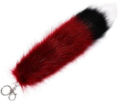 Dickly Plüschschwanz-Schlüsselanhänger, Taschenanhänger zum Aufhängen, Spielzeug, Metall-Schlüsselanhänger, Schlüsselanhänger, Auto-Schlüsselanhänger für, Dunkelrot