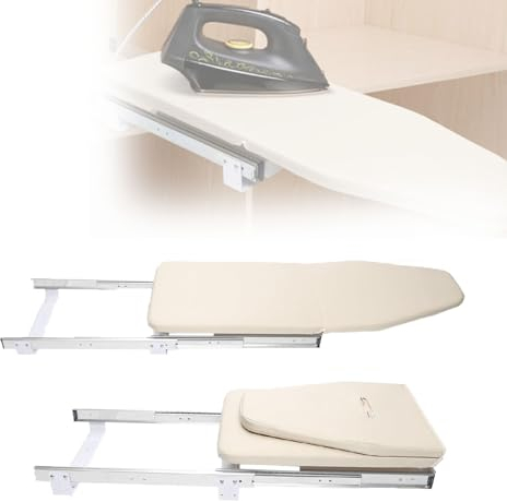 Planche À Repasser Rétractable, Planches À Repasser Pivotantes Encastrées avec Charnière De Grande Taille, Planche À Repasser Pliante, Adaptée Aux Armoires/Vestiaires,Beige