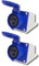 Lot de 2 prises industrielles 3 broches 32 A, IP44 industriel, connecteur étanche à 3 broches, prise murale industrielle IP44 pour camping, caravane, prise murale industrielle femelle à 3 broches
