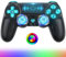 Gamrombo Wireless Controller for PS4, Black Custom Design with RGB Light,1000mAh Battery and 3.5mm Audio Jack, V2 Gamepad Joystick Compatible with PS4/Slim/Pro and PC