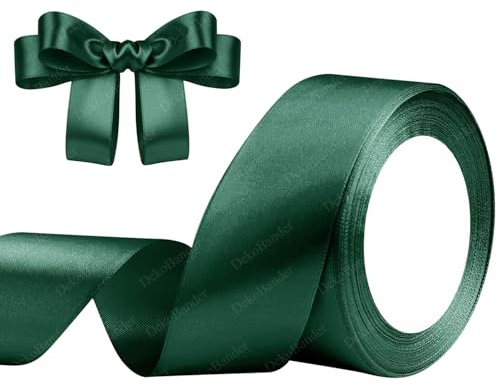 DekoBander Satinband Dunkelgrün 40mm x 23m, Geschenk- & Bastelband | für Geschenkverpackungen, Basteln, DIY, Nähen, Brautparty-Dekoration, Christbaumschmuck