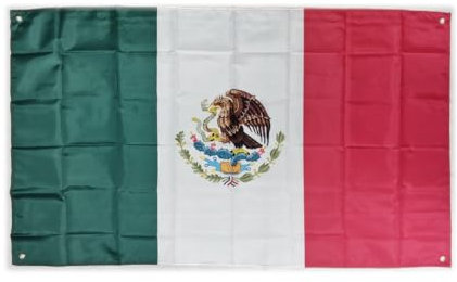 Bandera México grande para balcón con 4 ojales y 4 bridas (México) 150 x 90 cm