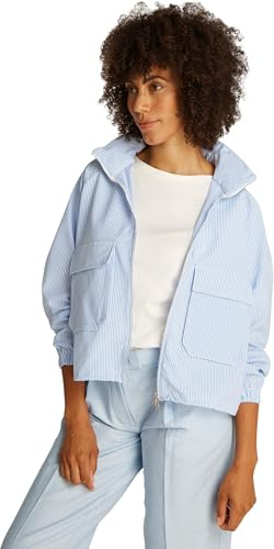 Tommy Hilfiger Veste Coupe-Vent Femme Seer Sucker avec Col Montant, Multicolore (Classic Ithaca/ Breezy Blue), L