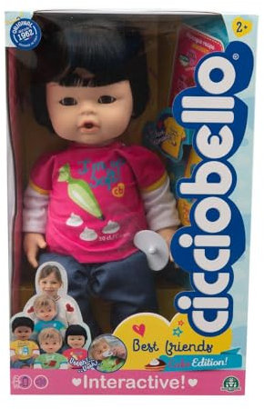 Cicciobello Best Friends - Puppe 42 cm mit Weinfunktion, Modell mit rotem T-Shirt mit Rezept auf der Rückseite, für Kinder ab 2 Jahren