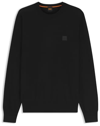 BOSS Herren Kanovano S Pullover aus Baumwoll-Mix mit Kaschmir-Anteil und Logo-Patch