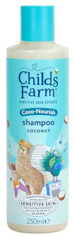 Childs Farm Coco-Nourish Shampoo, sanfte Reinigung für trockenes und lockiges Haar, tränenfrei, Kokosnuss, Kinder, 250 ml