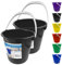 Colour Coded Plastic Bucket with Handle, 2 Gallon (7.5L) Household Heavy Duty Bucket with Spout and Easy-Grip Handle, Multipurpose Water Pail for Cleaning, Bath, and Gardening (Black Pack of 2)