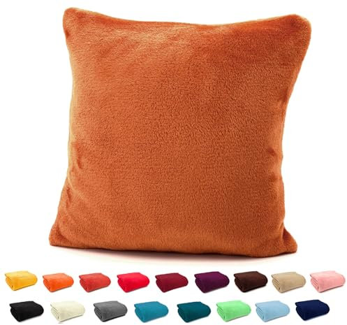 heimtexland ® Flanell Kuschel Kissen Super Soft Dekokissen Plüsch Typ380 Kissenhülle Kupfer 48x48 cm
