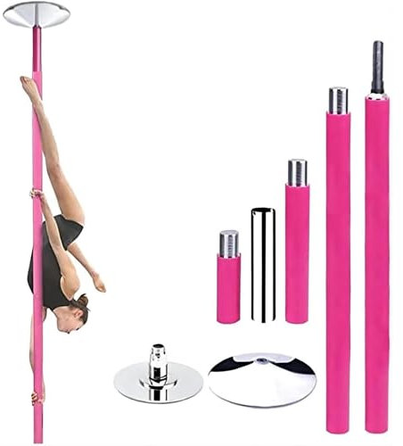 Barre de Ballet, Barre de Pole Dance pour la Maison - Barre de Strip-teaseuse rotative et Statique à 360 ° avec Tube d'extension, Barre de Danse Portable en Silicone de 45 mm pour Chambre à