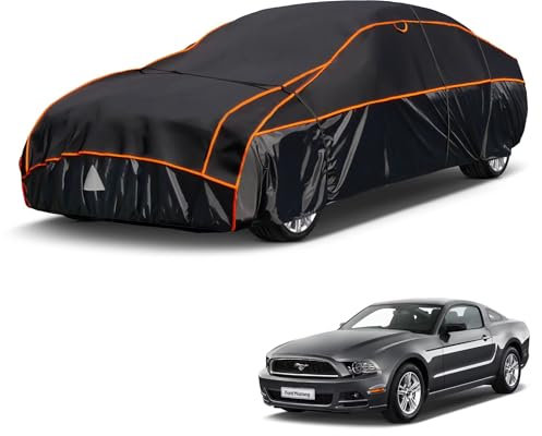 kayme Hagelschutzplane Auto Autoabdeckung Wasserdicht Atmungsaktiv，Hagelschutz Vollgarage Passend für Ford Mustang（2004-2024, Hagelschutzgarage Abdeckplane für Hagel Sonne Regen Schutz, Schwarz