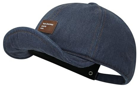 CLAPE Cappellino da Baseball a Tesa Corta Uomo Donna Cappello Visiera Piatta Regolabile Short Brim Berretto Blue BSAD2516