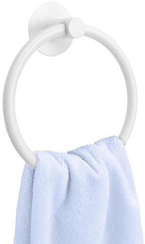 YUET Toallero autoadhesivo para baño, de acero inoxidable, 18 cm, montado en la pared, 3M, sin taladro, para cocina, baños (blanco)
