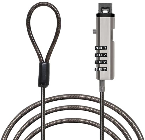 Waytex Câble Antivol PC à Code pour Prise USB, Câble de Sécurité Verrouillable pour Ordinateur Portable, PC, Mac sans Slot de sécurité - Longueur 1,90m