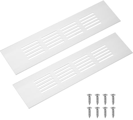 M METERXITY 2Pcs Door Vents 8x2In/200x50mm with 8 Screws [Silver] | Interior Doors, Aluminum Alloy,Ventilation Grille for Cabinet,Wardrobe,Shoe Cabinet Rectangle Air Vent