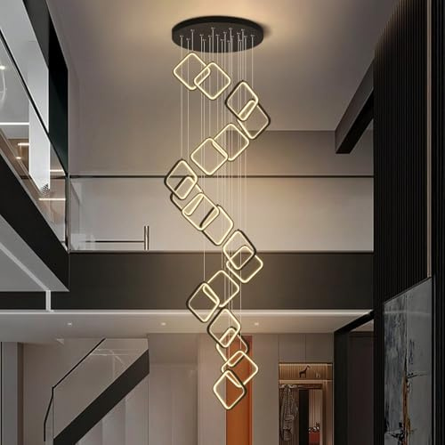 Modern LED Hängelampe Dimmbar Rhombus Pendelleuchte Wohnzimmerlamp Aluminium Treppe Hängeleuchte Xuanguan Schlafzimmer Esszimmer Mit Fernbedienung Küchenlampe Höhenverstellbar Lampen(18 heads)