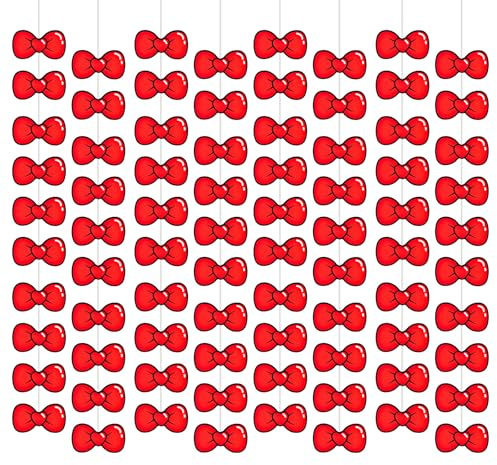 8stk Girlandenbanner Cartoon, Doppelseitiger Druck Cartoon-Banner Schleife Fotohintergrund für Zuhause Geburtstag Hochzeit Schleife Mottoparty Gastgeschenke Dekorationen(Rot)