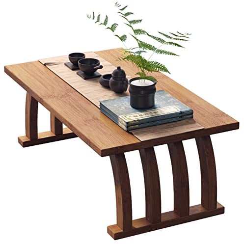 ASumPio Niedriger Couchtisch Im Japanischen Stil Für Wohnzimmer, Zen-Meditation, Schwebender Sitz-/Fenstertisch Und Cocktailtisch, Braun, 80 X 37 X 31 cm,Marrón-80x37x31cm