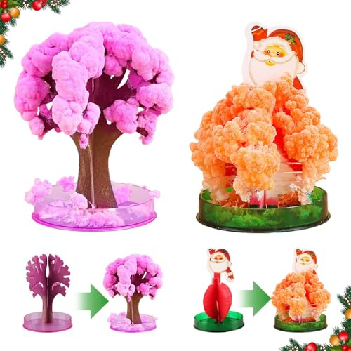 ACTOYS Albero Magico di Natale, 2 Albero di Natale Crescita Magica, Albero Natale Carta, Albero di Carta Che Fiorisce, Novità Regalo di Ragazzi Ragazze (D)