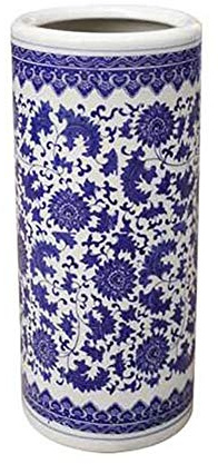 MEVZHH Parapluie Stands, Ronde Céramique, Stand À Bâton de Bureau À Domicile Indéou Porte-Vase En Porcelaine, Bleu Et Blanc Floral