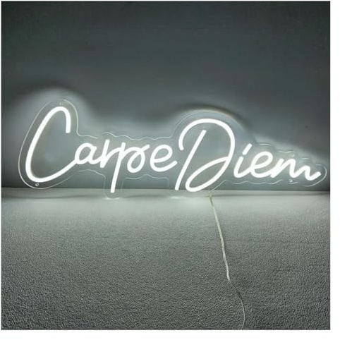 Lámpara de neón Letrero luminoso de neón decorativo Carpe Diem (42 cm × 14,7 cm)