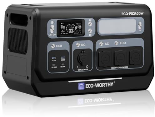 ECO-WORTHY Power Station 2400W 2048Wh 10 Porte