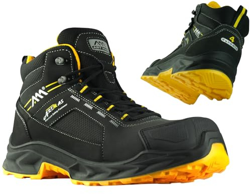 ART.MAS BlackPoint BT Sicherheitsschuhe S7S SR FO – Wasserdichte Arbeitsschuhe mit Membran, Kompositkappe, Durchtrittschutz, Nubukleder, Schwarz (EU Schuhgrößensystem, Erwachsene, Numerisch, M, 43)