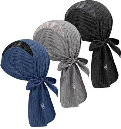 GXCROR Gorro Bajo Casco de Ciclismo, Bandana Deportiva Transpirable Hombre Mujer, para Moto y Running, Negro + Gris + Azul Marino