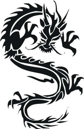 PEMA Indigos UG - Wandtattoo Wohnzimmer - Wandaufkleber Drache China Japan Monster 40x 26, schwarz w007 Drachen - Aufkleber Kinderzimmer Schlafzimmer Küche Badezimmer Büro Dekoration