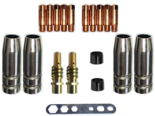 Verschleissteile Set MB15 MIG/MAG mit Gasdüsen, Düsenstöcken, Stromdüsen für MB 15, SB 15, TBI150, Tops 150 Brenner und viele andere… (0,6 mm)