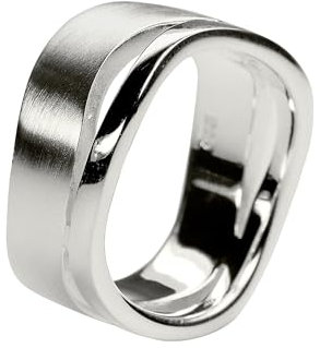 SILBERMOOS Ring Damenring Welle matt glänzend Sterling Silber 925, Größe:60