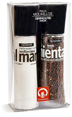 Carmencita Sal Marina Mediterránea y Pimienta Negra, Pack 2 Molinillos Gigantes, 550g