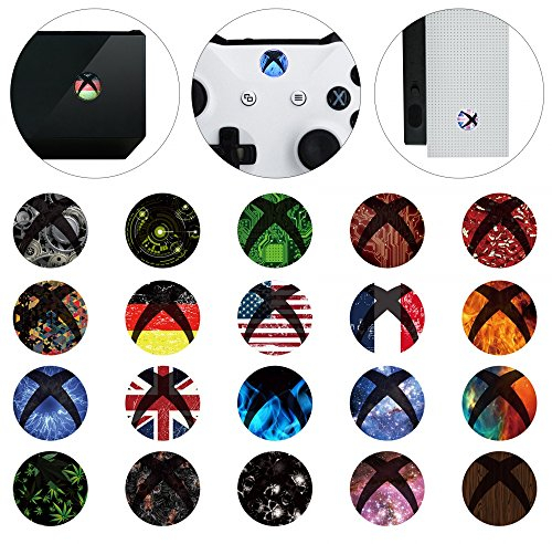 eXtremeRate 60 Pcs Home Button Power Switch Aufkleber Sticker Skin Cover für Xbox One/One S Konsole Kinect, für Xbox One/One S/X/Elite Controller(Polychrome)