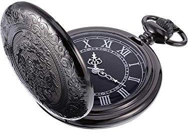 Hicarer Herren Analog Quarz Taschenuhr (Schwarz)