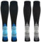 2 Paar Kompressionsstrümpfe Kniestrümpfe Stützstrümpfe Laufsocken für Damen & Herren, Sport, Laufen, Flug, Reisen, Schwangerschaft, Medizinische Kompressionssocken (EU 43-46, Blau+Grau - 2 Pairs)
