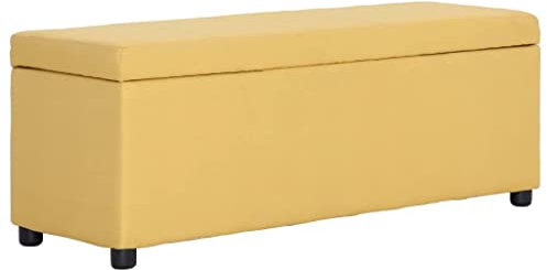 vidaXL Bank mit Staufach Sitzbank Sitzhocker Sitztruhe Flurbank Truhenbank Aufbewahrungsbox Truhe Spielzeugkiste Polsterbank 116cm Gelb Polyester