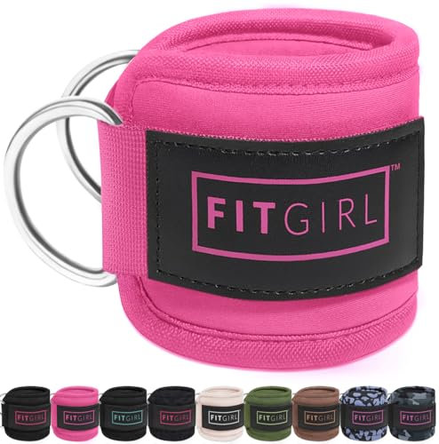 FITGIRL - The Best Ankle Strap for Cable Machines and Resistance Bands, Work Out Cuff Attachment for Home & Gym, Booty Workouts - Kickbacks, Leg Extensions, Hip Abductors, for Women Only (Pink,