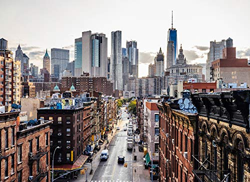 Livingwalls Fototapete Designwalls Vliestapete New York Views Tapete Stadt in Beige, Blau, Braun, Gelb, Grau, Kupfer, Schwarz, Weiß 350 x 255 cm XXL Wandtapete Wandbild 118674