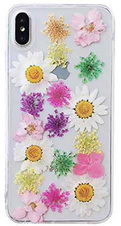 Jacyren Funda para iPhone 11, iPhone 11, diseño de flores secas, carcasa de cristal, ultrafina, silicona y flores, carcasa trasera de TPU, carcasa protectora para iPhone 11