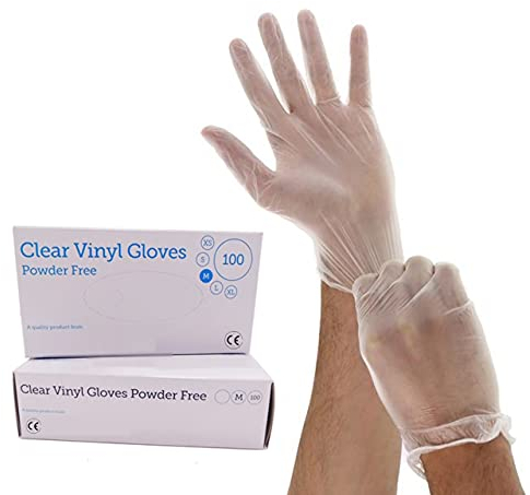 1ABOVE 100 Clear Vinyl Disposable Gloves | Latex | Powder Free | Use For Food, Safety, Cleaning, etc…(Small)
