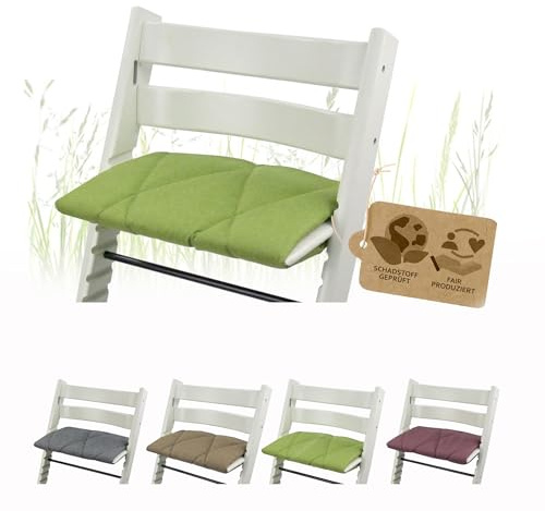 Juniorkissen Bezug kompatibel mit Stokke Tripp Trapp (hellgrün meliert) | Kissen für Erwachsene, Sitzkissen für Trittbrett/Fußbrett , weich, gepolstert & waschbar