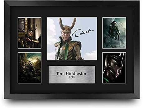 HWC Trading FR A3 Tom Hiddleston Loki Avengers Geschenke Gedruckt, Signiert Autogramm Bild Display Für Film-Erinnerungsstücke-Fans - A3 Eingerahmt
