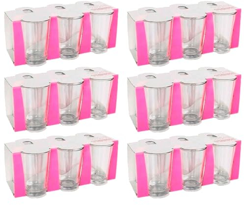 Tradineur - Pack de 6 Caja de 6 Vasos Modelo Lara - Capacidad: 205 ml - Fabricado en Vidrio Resistente - Apto para lavavajillas - Tamaño Aprox: Ø 6,5 x 9,8 cm - 36 Uds Totales