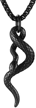 HZMAN Gothic Schlange Halskette für Herren Edelstahl Gothic Tier Schlange Anhänger Halskette Schmuck Geschenk (Black)